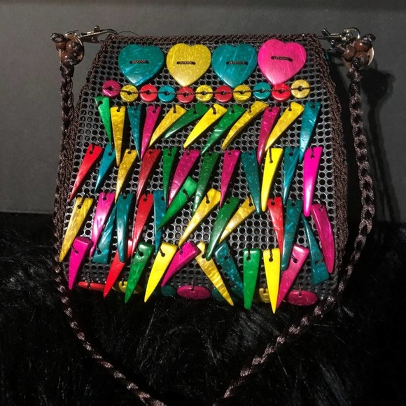 Quirky & Fun, Vividly Colored Coconut Shell Beaded Purse NWT - Picture 3 of 7